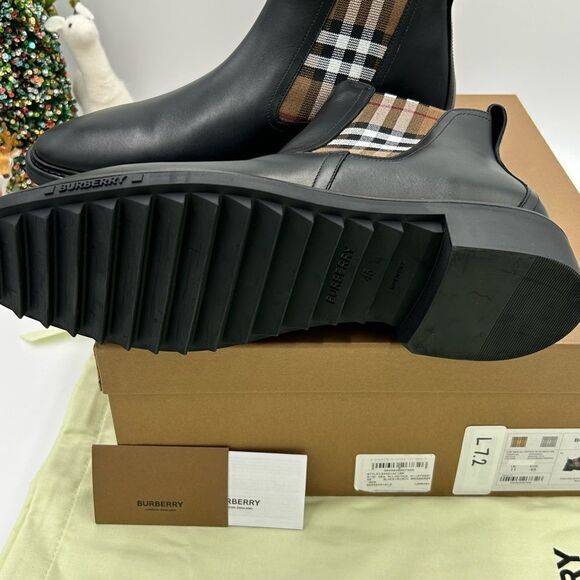 Men’s Burberry vintage check leather Chelsea boot size 45 made in Italy - Picture 6 of 8